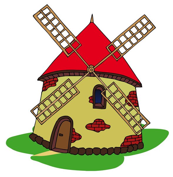Windmill on white background