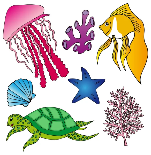 다양 한 해양 동물 모음 2 — 스톡 벡터
