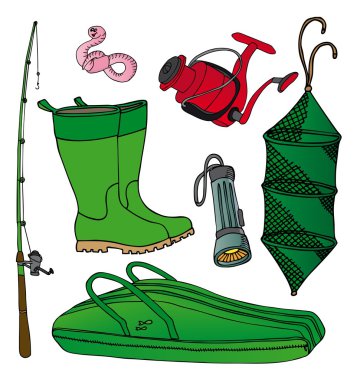 kalp üzerinde gökyüzü uçanBalık tutma simgesi toplama 2