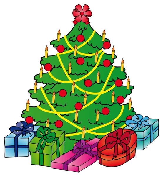 Різдвяна ялинка з подарунками — стоковий вектор