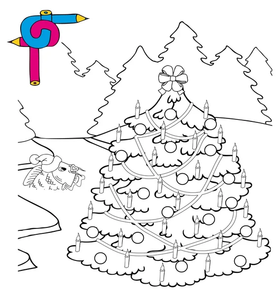 Imagem para colorir Árvore de Natal — Vetor de Stock