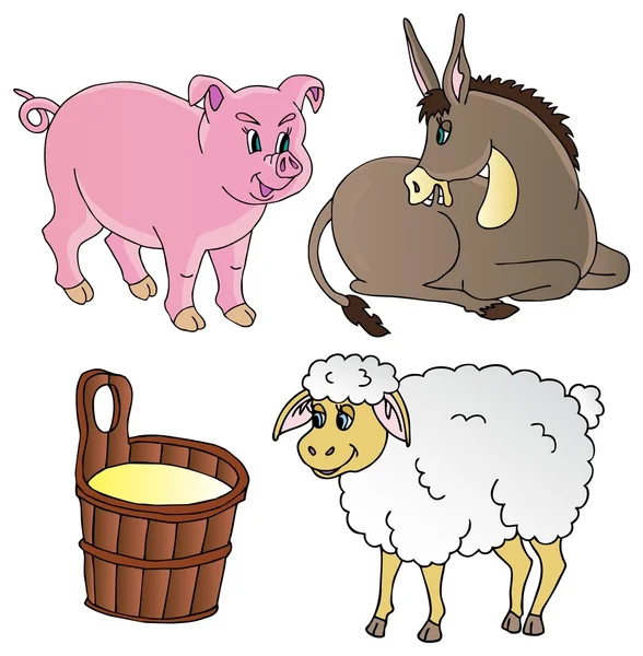Colección temática animales de granja — Vector de stock
