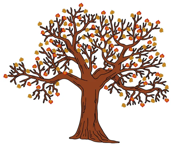 Őszi levelű fa — Stock Vector