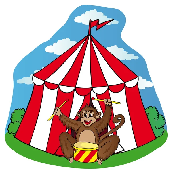 Tienda de circo con mono — Archivo Imágenes Vectoriales