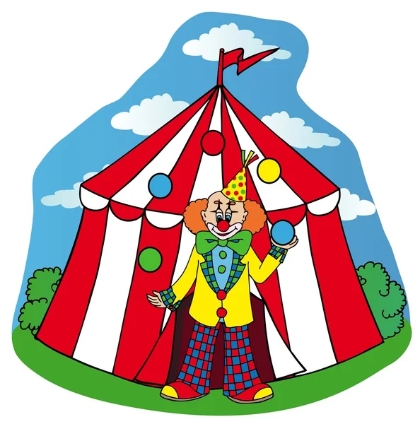 Circus tent with clown — Stock Vector