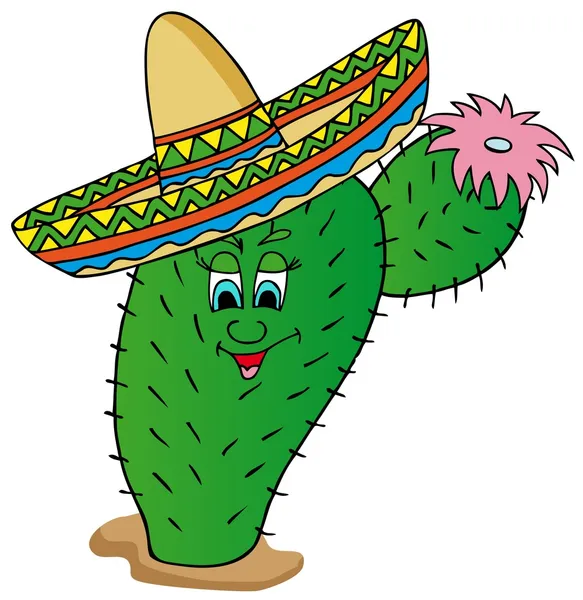 Cactus with sombrero — Stock Vector