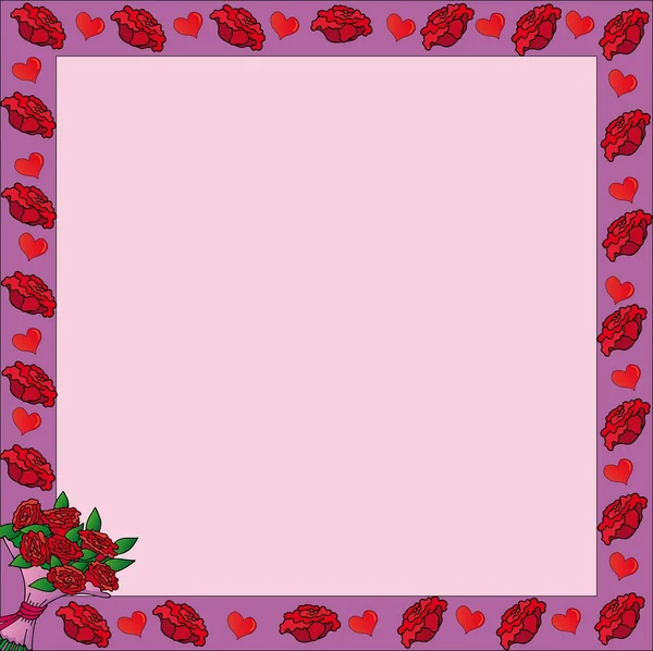 Frame with valentine roses — Stock Vector