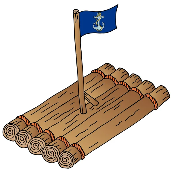 Balsa de madera con bandera Vectores de stock libres de derechos