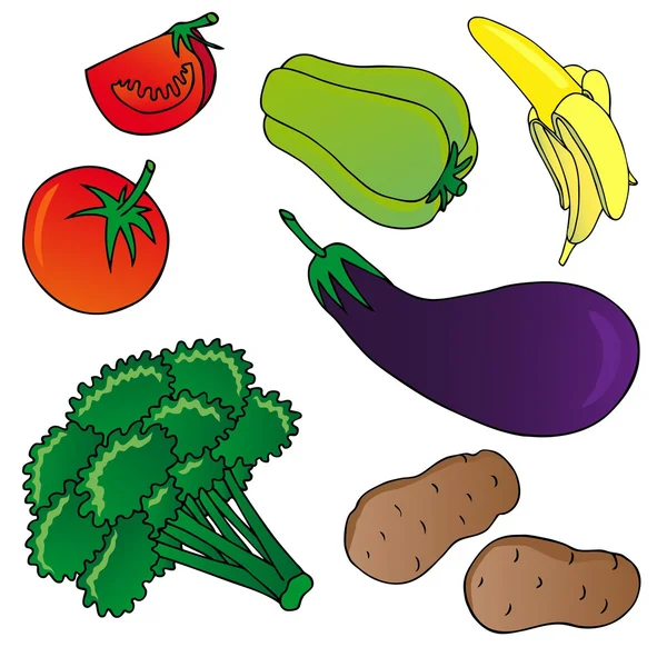 Sammlung von Gemüse und Obst 01 — Stockvektor