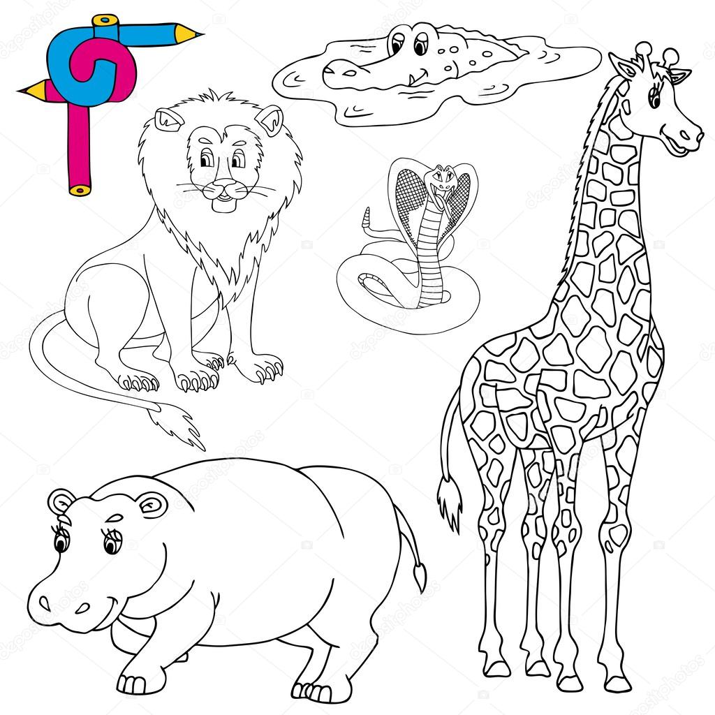 Coloring image wild animals 01 Stock Vector Image by ©connynka #30325627