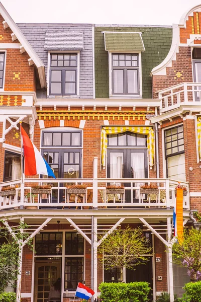 Haia Holanda Abril 2022 Bandeira Decorações Holandesas Dia Rei Haia — Fotografia de Stock