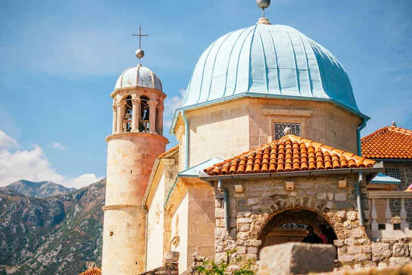 Perast Чорногорія Вересня 2021 Чудова Панорама Католицького Монастиря Our Lady Ліцензійні Стокові Фото