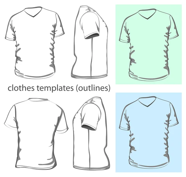 T-shirt de gola v masculina — Vetor de Stock