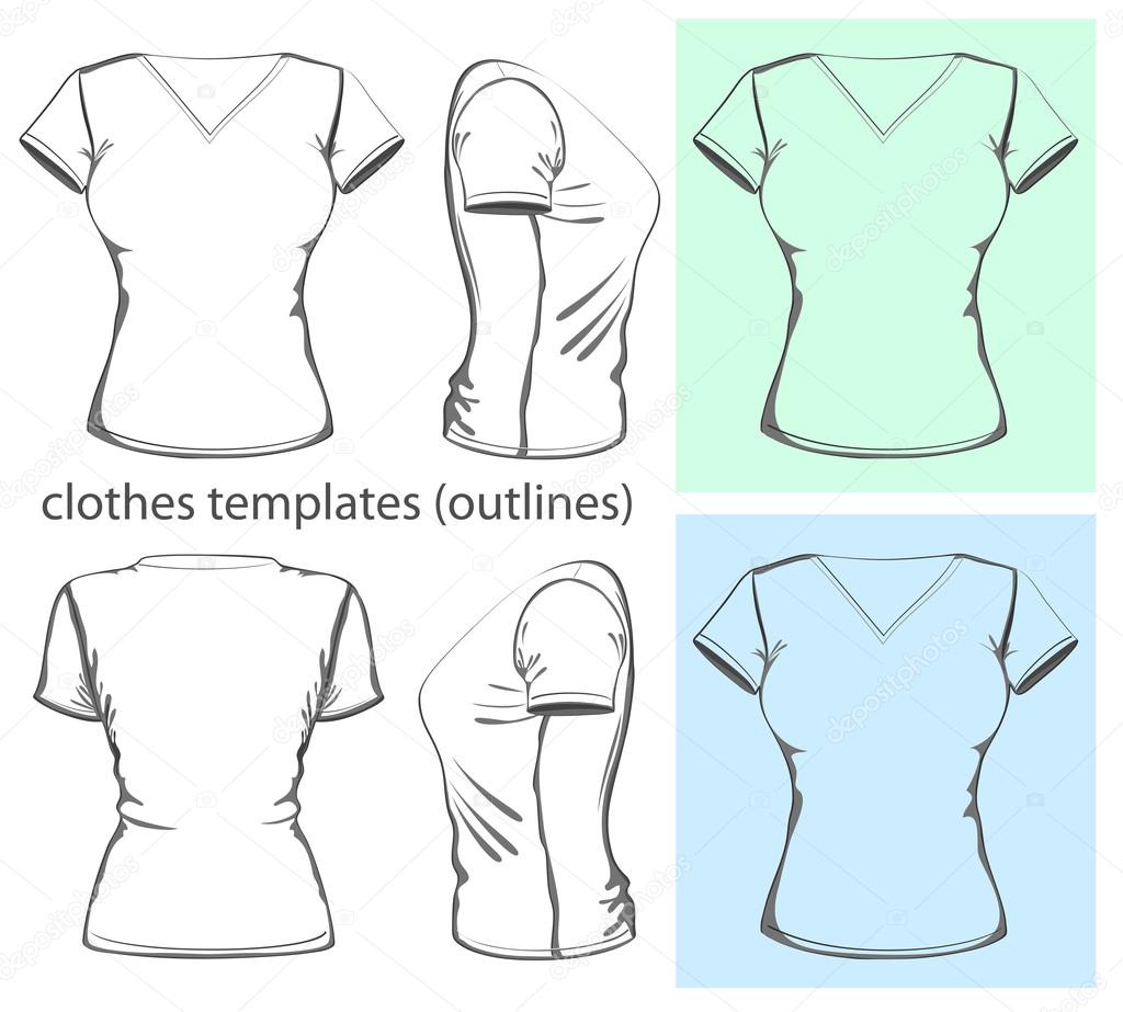 V neck t top shirt design template