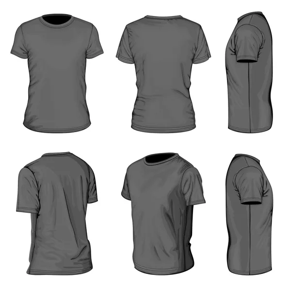 T-shirt manches courtes noir pour hommes modèles de conception — Image vectorielle