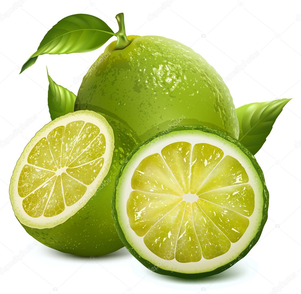 Fresh limes with leaves