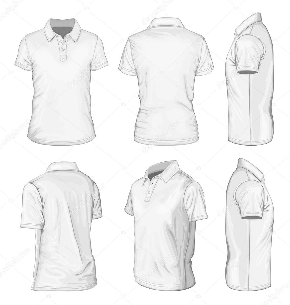 Men's white short sleeve polo-shirt