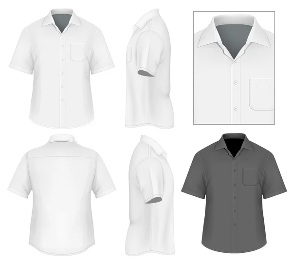 Botón de los hombres abajo plantilla de diseño camisa — Vector de stock
