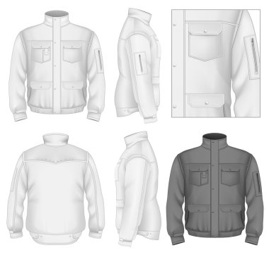 Men's flight jacket design template clipart