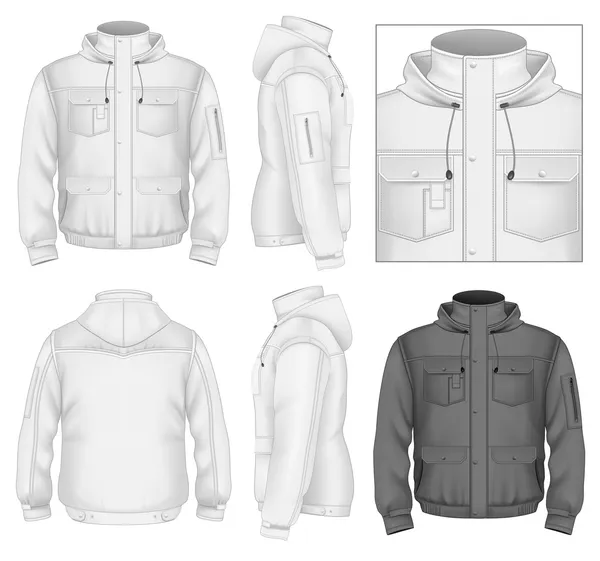 Chaqueta de vuelo hombre con capucha — Vector de stock