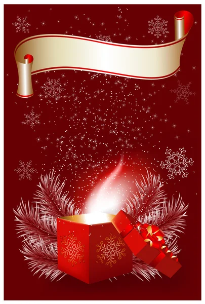 Boîte cadeau de Noël magique . — Image vectorielle