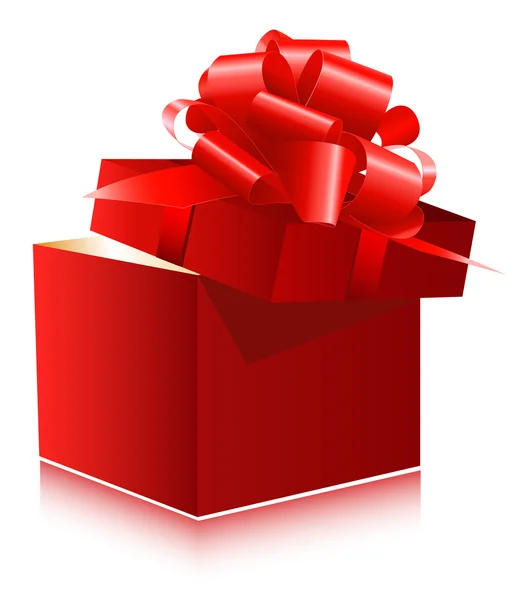 Kırmızı hediye kutu kırmızı kurdele ile — Stok Vektör