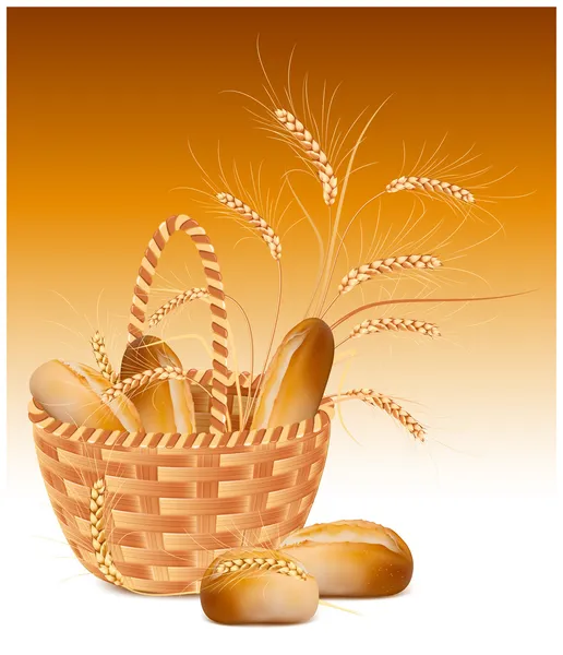小麦和面包的耳朵 — 图库矢量图片