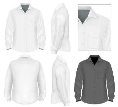 Men's button down shirt long sleeve clipart