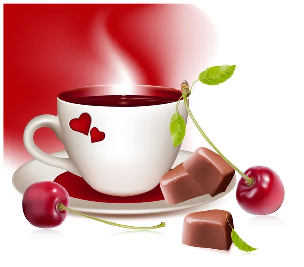 Filiżankę herbaty czekoladki w kształcie serca — Wektor stockowy