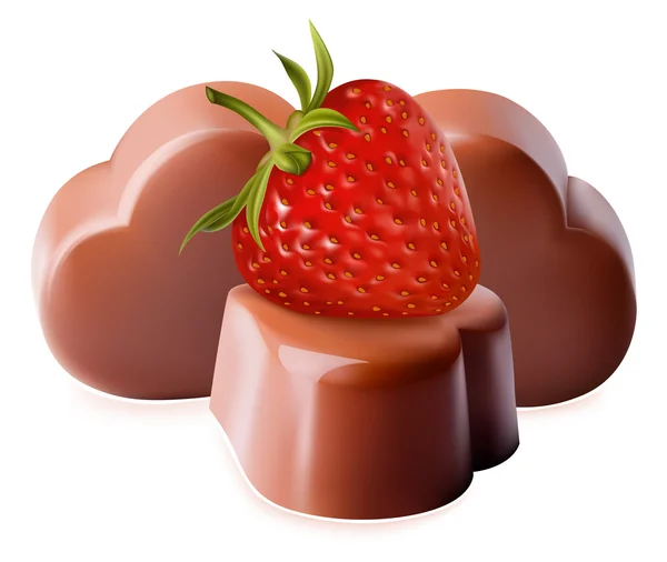 Chocolates com morango . — Vetor de Stock