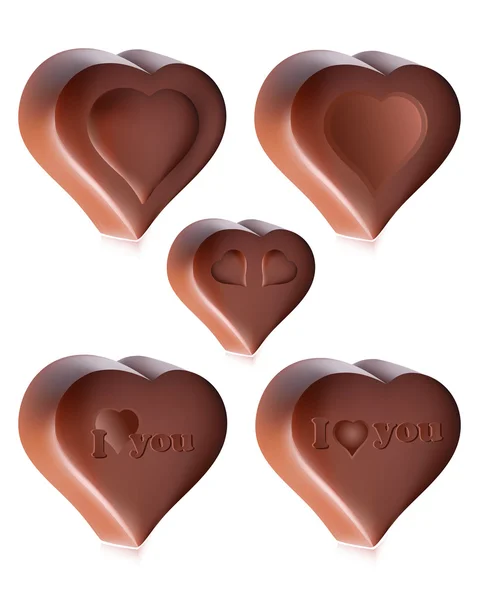 Heart-shaped chocolates. — Stock Vector