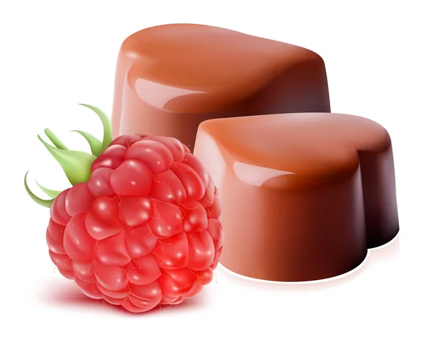 Chocolate candy with raspberry — ストックベクタ