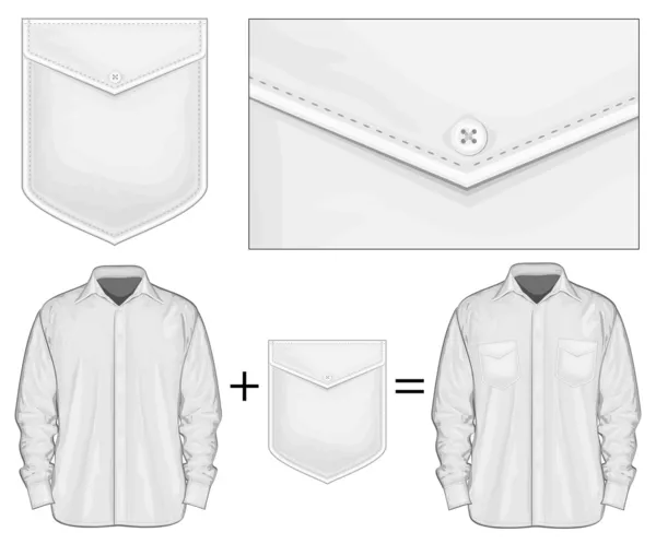 Camisa de vestir con bolsillos . — Vector de stock
