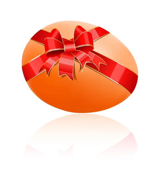 Easter egg with red ribbon. — Stock Vector