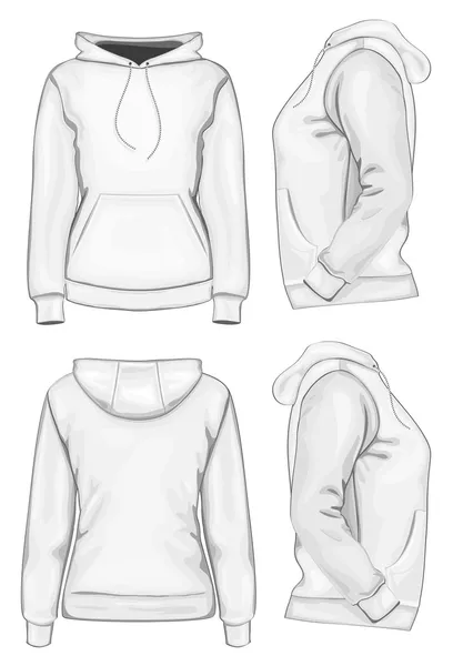 Women's hooded sweatshirt without zipper — Stock Vector