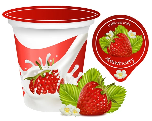 Diseño de yogur de embalaje — Vector de stock