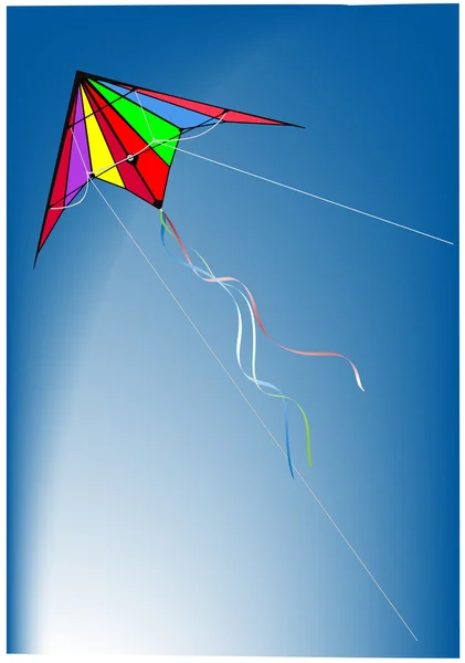 Drakflygning på klarblå himmel — Stock vektor