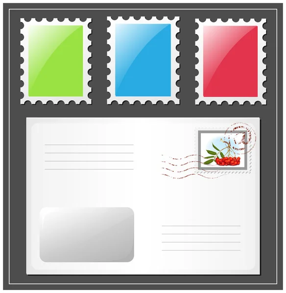 Letter with postage stamp. — Stock Vector