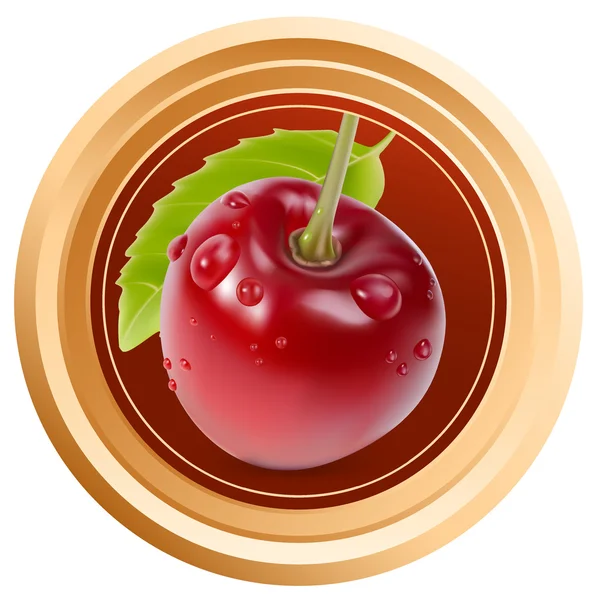 Verpakking jam jar met cherry. — Stockvector