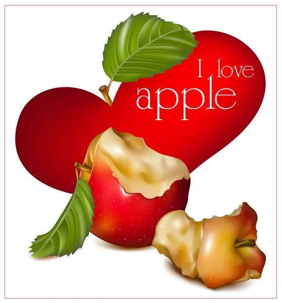 Me encanta la manzana . — Vector de stock