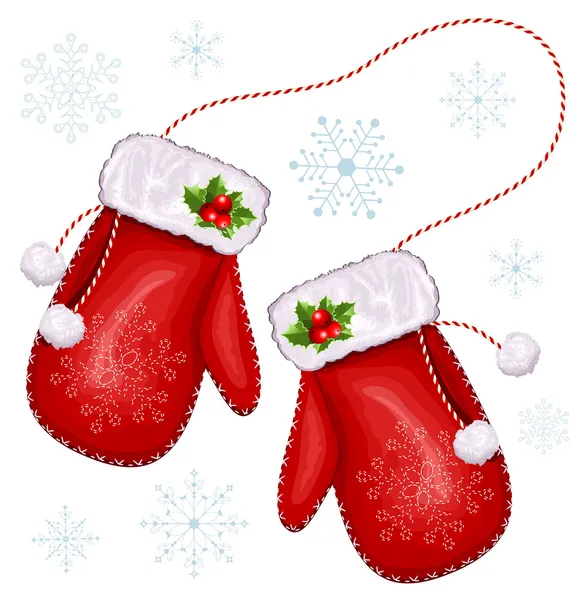 Christmas gift mittens — Stock Vector