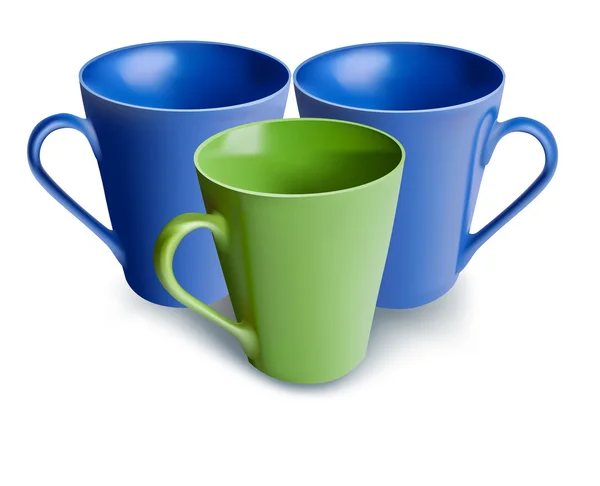 Blue and green mugs — Stock Vector