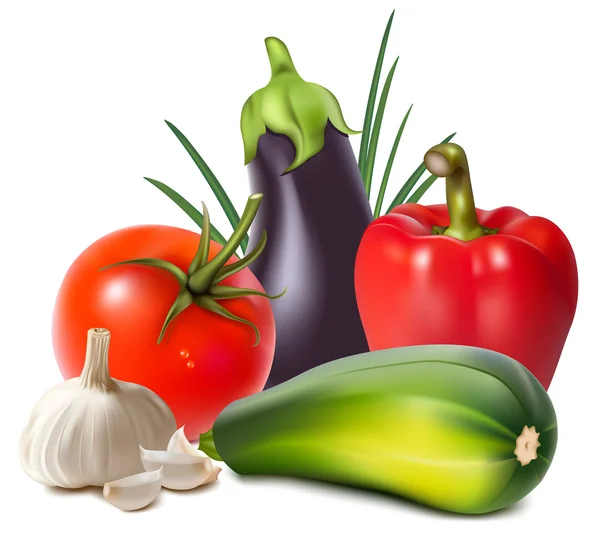 Kolorowe grupy świeżych warzyw. — Wektor stockowy
