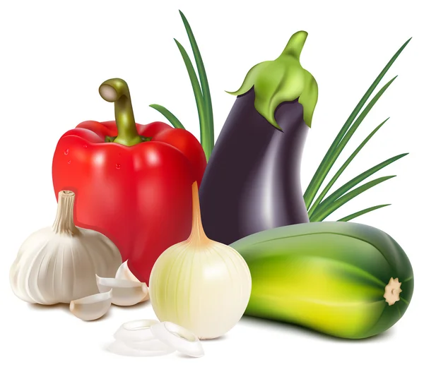 Barevné skupiny čerstvé zeleniny. — Stockový vektor