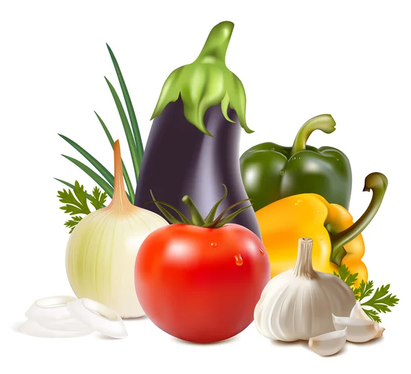 Groupe frais coloré de légumes . — Image vectorielle