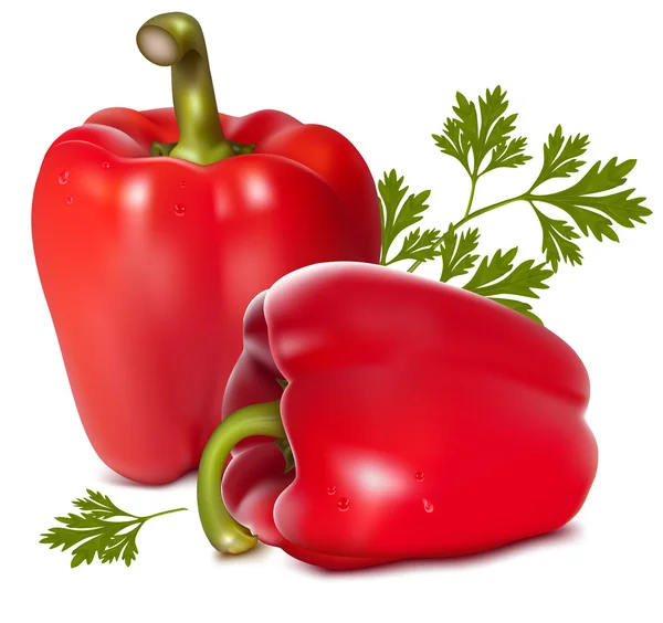 Paprika mit Wassertropfen. — Stockvektor