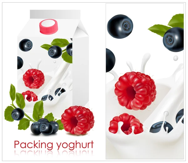 Gestaltung der Verpackung von Joghurt — Stockvektor