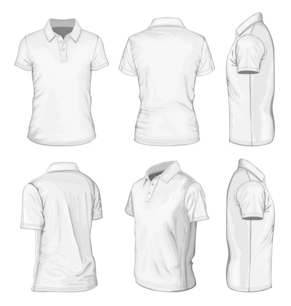 Camisa polo de manga curta branca masculina — Vetor de Stock