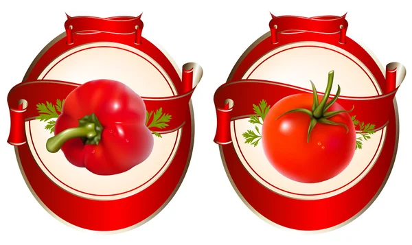 Ilustração de tomate e pimenta . — Vetor de Stock