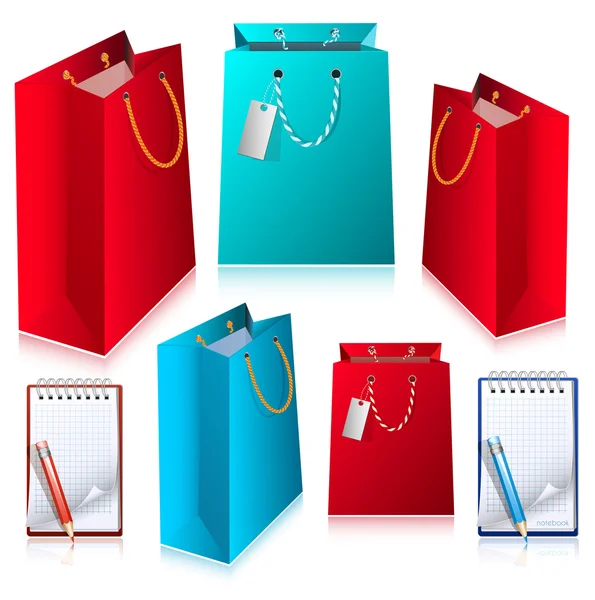 Bolsas con cuadernos . — Vector de stock